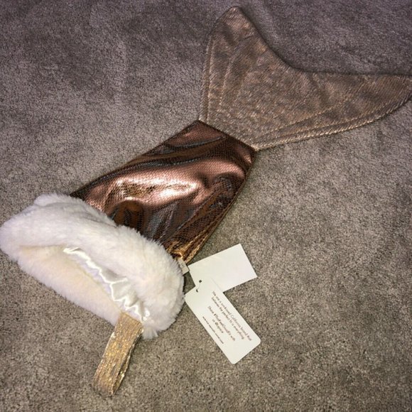 L * Space By Monica Wise Gold Sparkle Mermaid Tail Christmas Stocking New - Picture 3 of 12